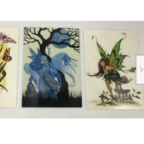 3 Vtg Amy Wood Fairy Postcards Print '99-'01 Music for Butterflies C&D Visionary - Picture 1 of 3
